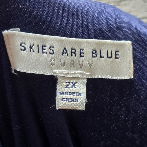 Skies Are Blue Women's‎ Curvy Long Sleeve V Neck Navy Blue Jumpsuit Size XL - Picture 5 of 11